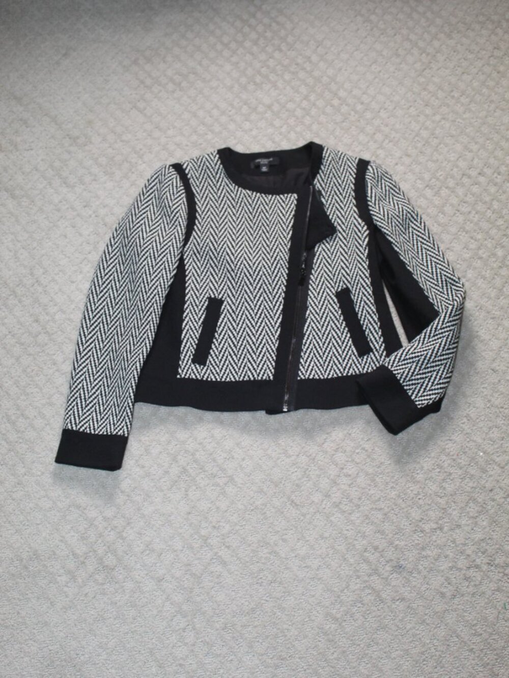 Loft Size 6P Black White Moto Jacket